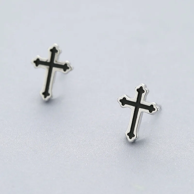 

Женские и мужские серьги-гвоздики L & P, из серебра 925 пробы, с крестом