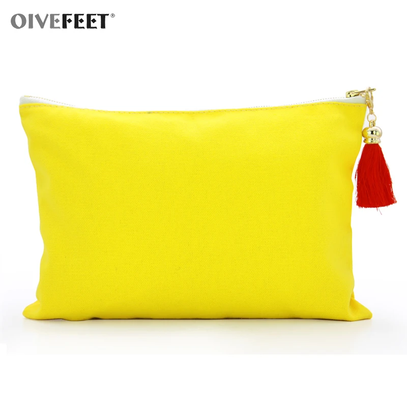 OIVEFEET LGC212 12 унций простой синий хлопок холст косметичка искусственный шелк