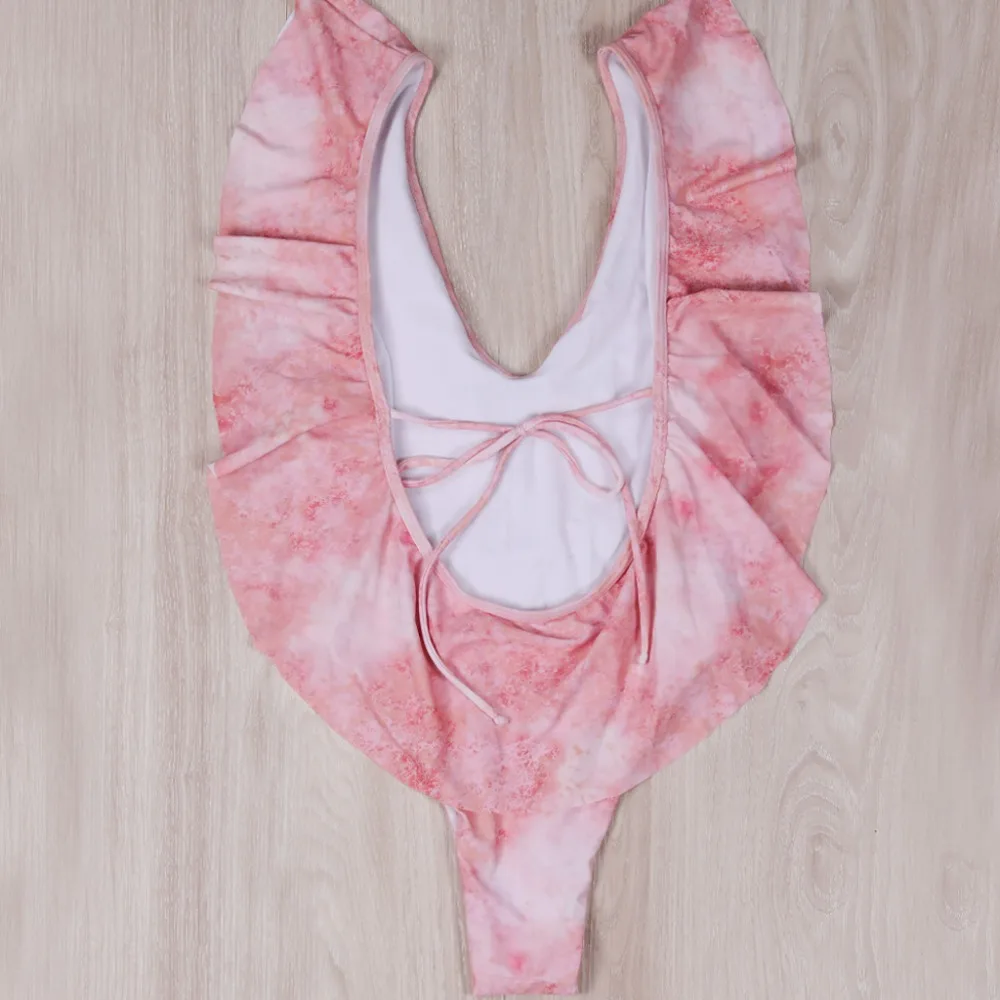 Женский слитный купальник 2018 розовый купальный костюм трикини с высоким вырезом