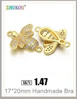 one piece 17*20mm Handmade Brass Cubic Zirconia Bees Chrams Connectors DIY Jewelry Bracelet Necklace Making Model: VS54