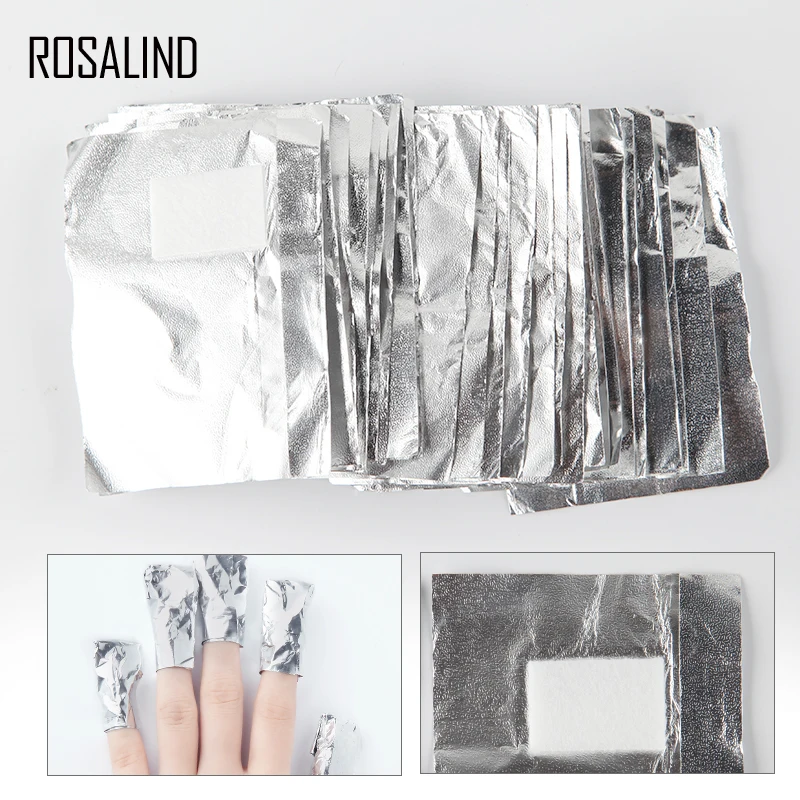 ROSALIND 50 шт./лот алюминиевые салфетки без ворса для маникюра хлопковая подкладка