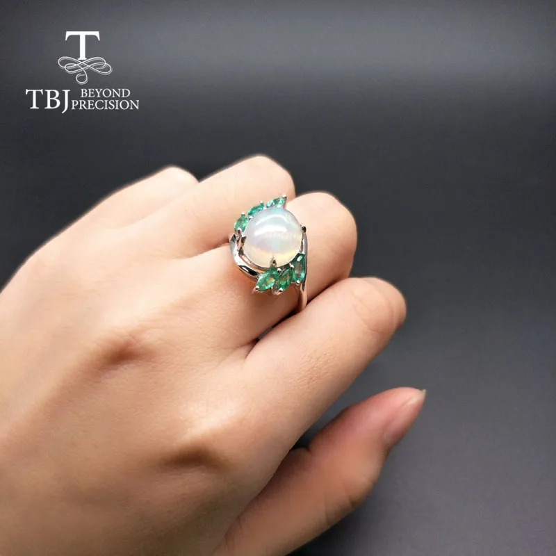 TBJ натуральный Эфиопский цветной опал Овальный 10*12 мм с изумрудным драгоценным