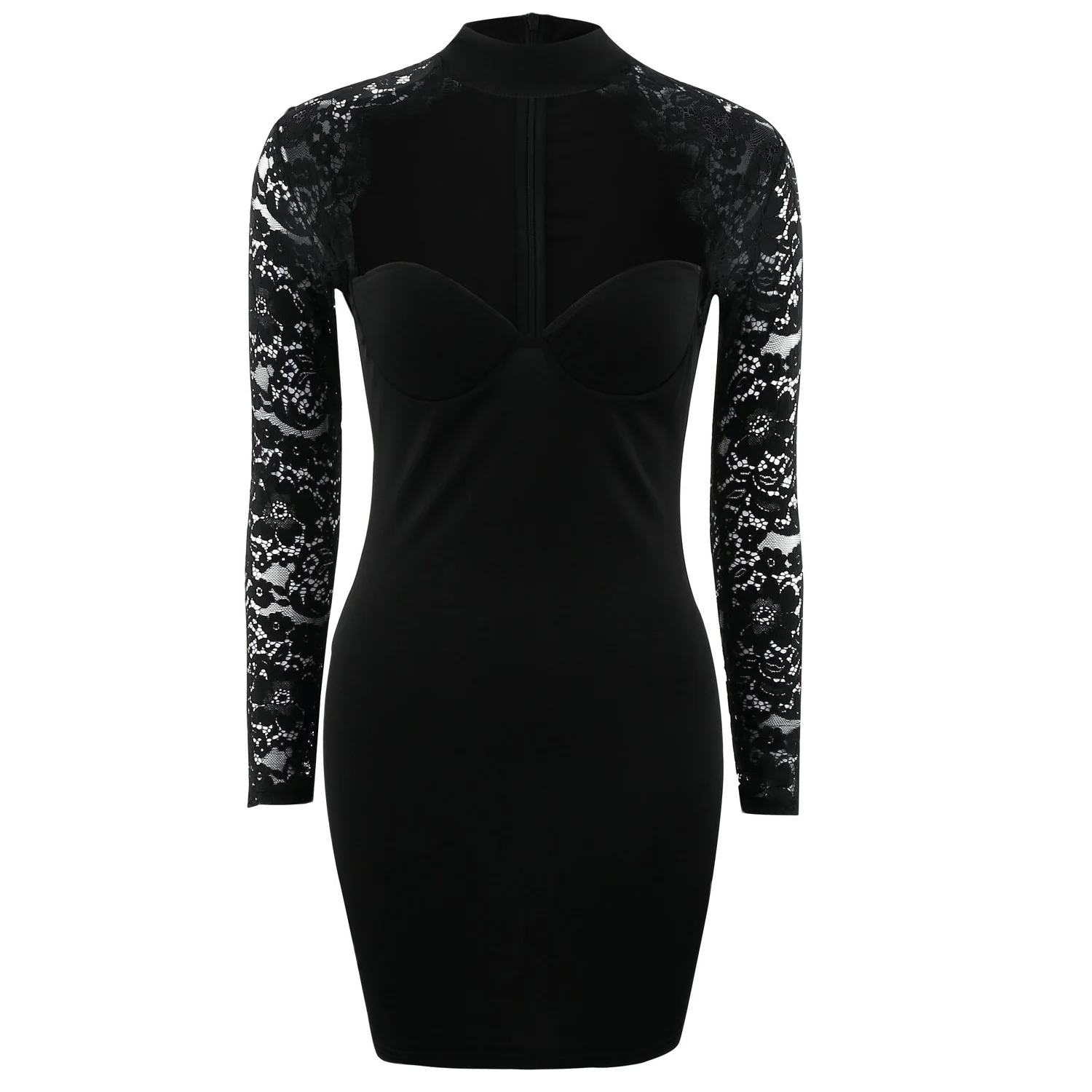 Женское платье карандаш винтажное мини с длинным рукавом и вырезом|dress lace|dresses lace