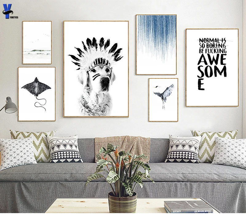 Минималистичный плакат с собакой картина индийской скандинавский настенный