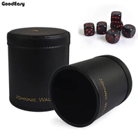 johnnie walker leather dice cup plastic with 6pcs acrylic dices polyhedral dice cup poker drinking board game gambling dice box