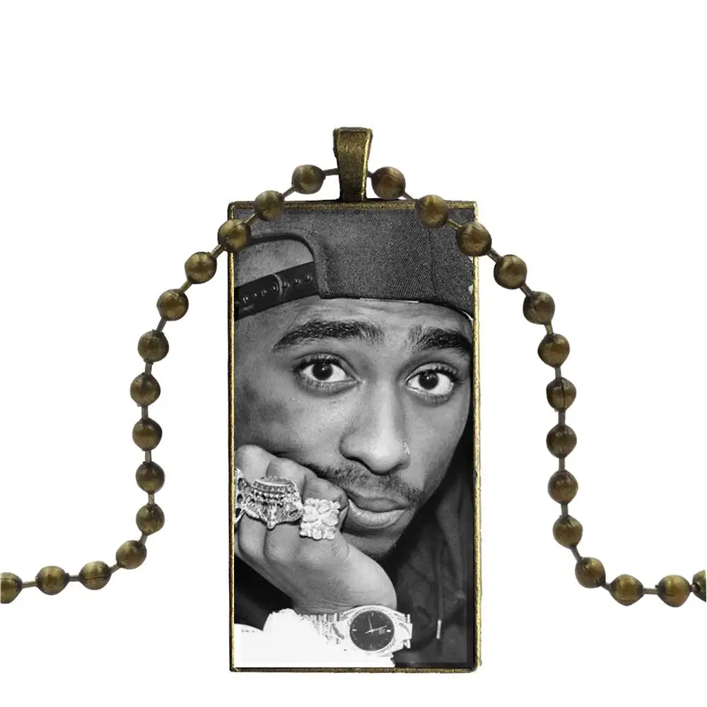 2pac All Eyez On Me Дизайн Модные Винтажные стеклянные женские прямоугольные ожерелья