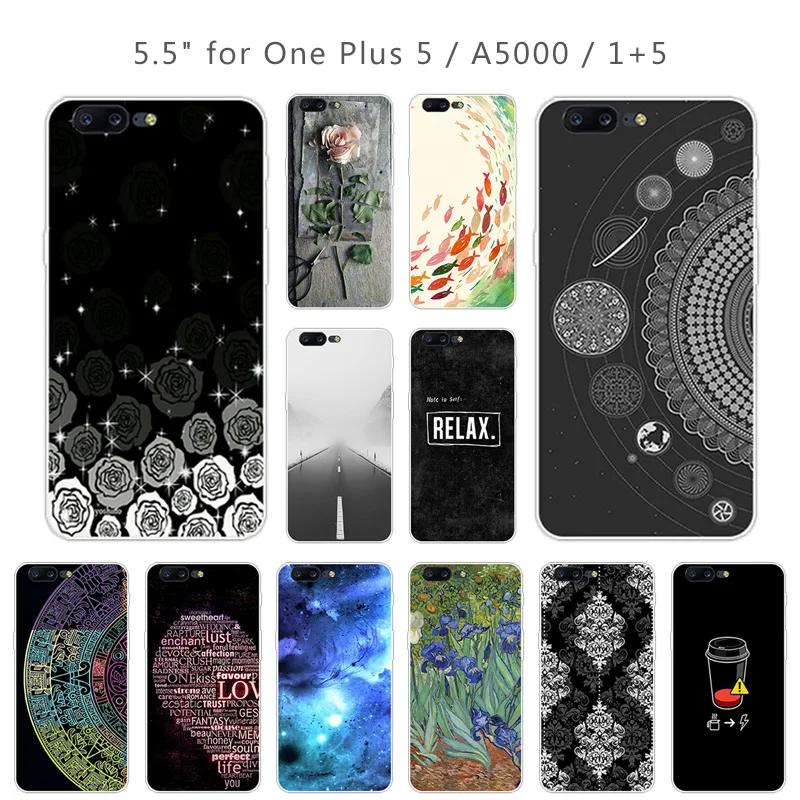 For One Plus 5 Five 1+5 Phone Case Black Back Matte Marbles Cover Soft TPU Silicon 5.5inch for Plus5 Fundas Coque |