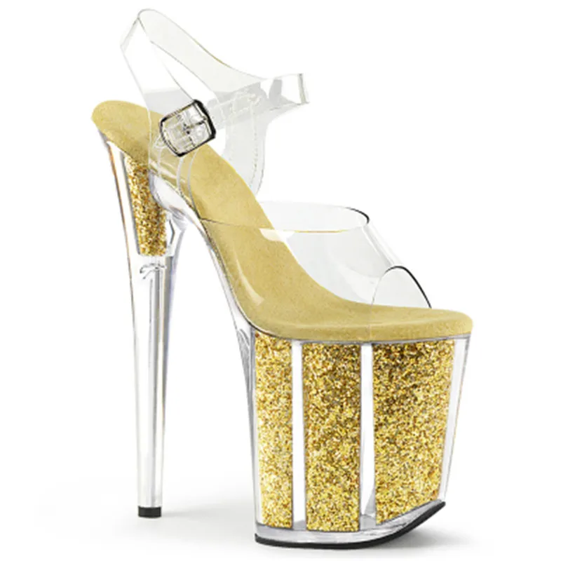 Sexy crystal 20cm super dancing shoes, high-heeled ladies' sandals, 8-inch high-heeled model catwalk, dancing shoes