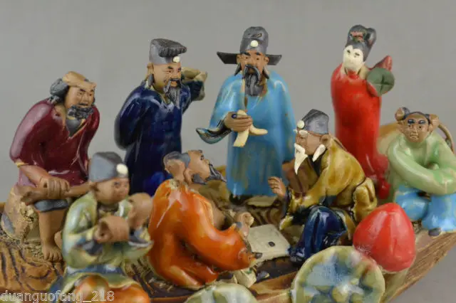 Коллекционная Ручная работа старая фарфоровая резьба Китай 8 бессмертная на