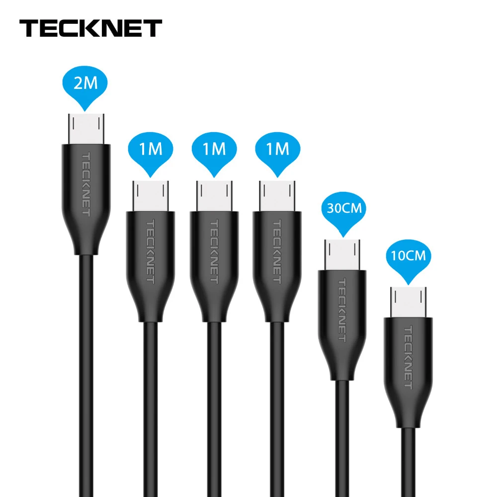 6 шт. TeckNet Премиум микро USB кабель зарядное устройство высокоскоростной мобильный