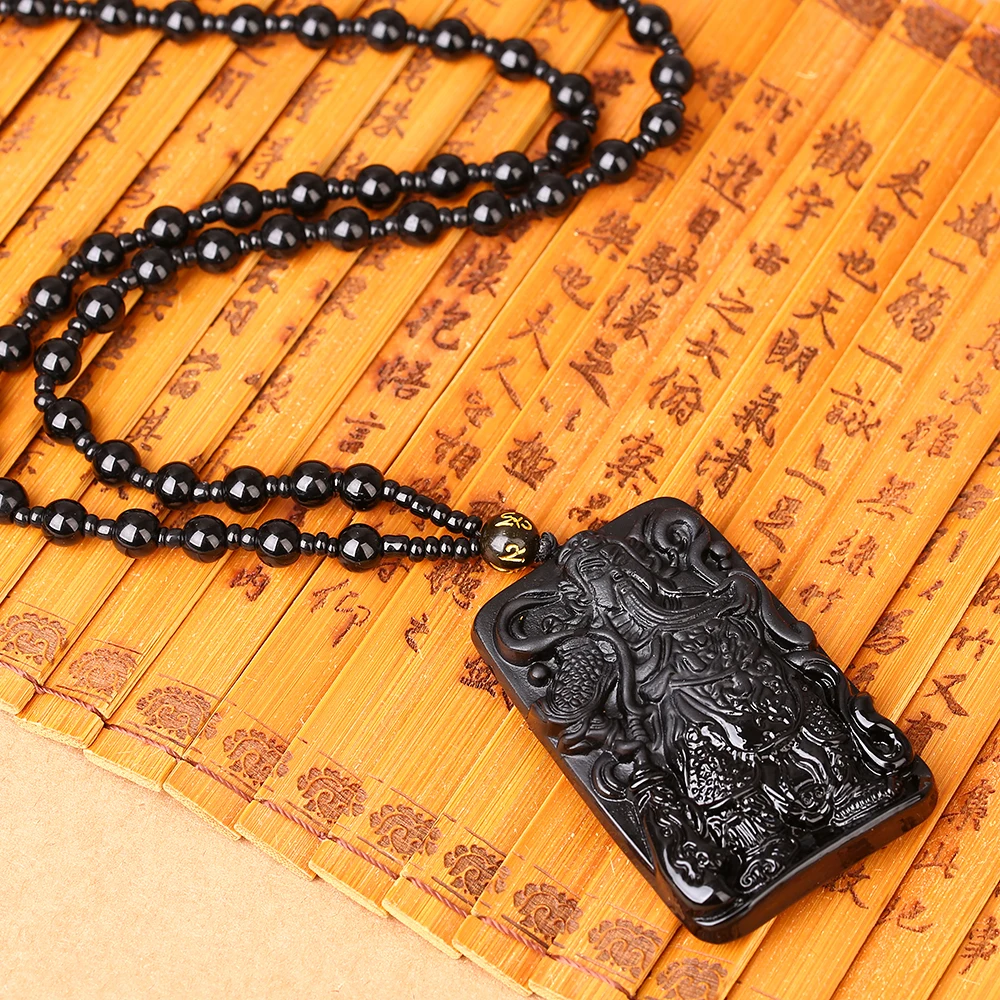 Yumten Natural Obsidian Pendant Personalized Necklace Men Black Bead Chain Jewelry Gift Amulets | Украшения и аксессуары