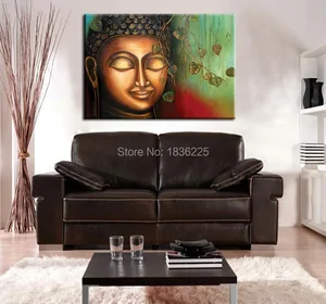 Hand Painted Buddha Face Oil Painting on Canvas Handmade 3d Buddha Painting for Home Wall Decoration Religious Painting