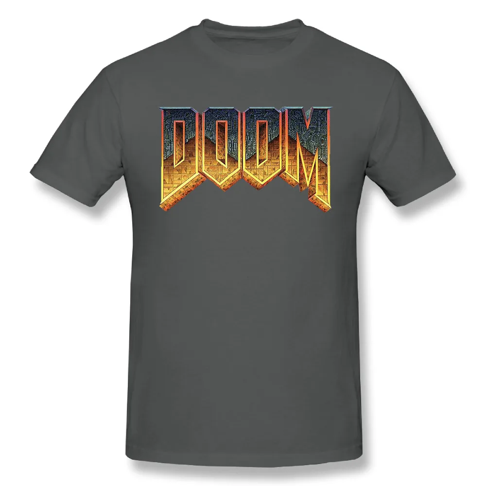 Чистый хлопок для мужчин Doom футболка крутая игра для мужчин модные футболки - Цвет: Серый