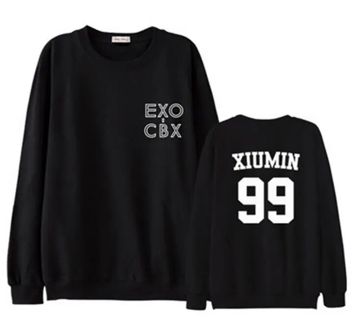 Exo cbx альбом девушки имя участника пуловер с принтом и круглым вырезом тонкие