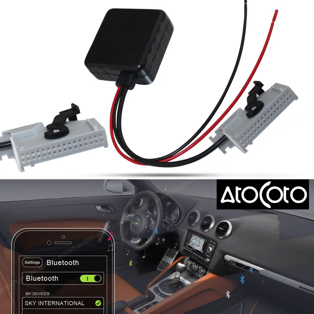 AtoCoto автомобильный модуль Bluetooth для Audi RNS-E навигация A8 TT R8 A3 A4 Радио Стерео 32 Pin AUX кабель адаптер беспроводной аудио вход