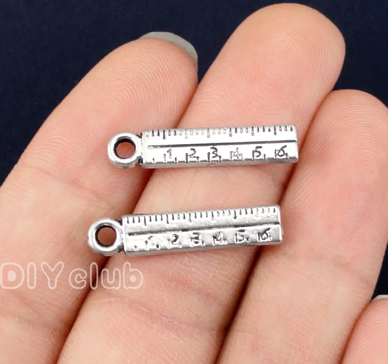 

100pcs-Antique Silver Ruler Charms Pendant 24x5mm