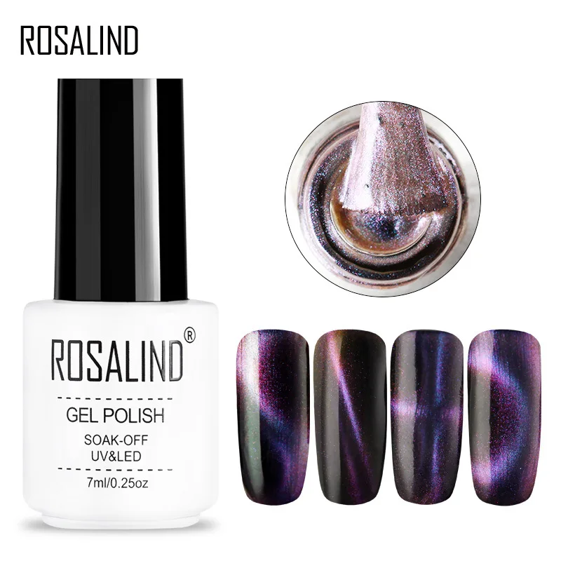Магнитный гель rosalind Гель лак для ногтей с эффектом кошачий глаз 4D 7 мл удаляемый