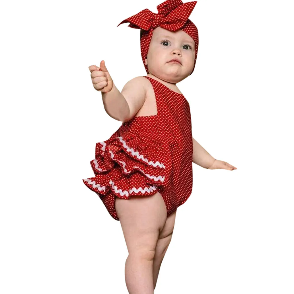 Детский комбинезон без рукавов в горошек + повязка на голову комплект одежды для