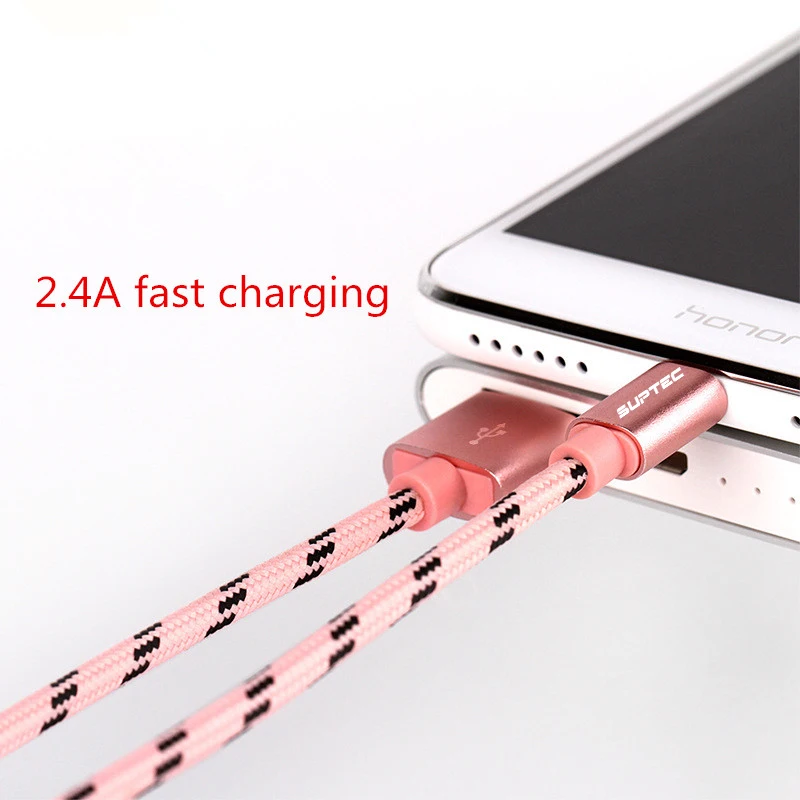 SUPTEC 2 м/3 м нейлоновый Плетеный 2.4A Быстрый кабель синхронизации данных и зарядки для samsung huawei Xiaomi LG Andriod Microusb Кабели для мобильных телефонов