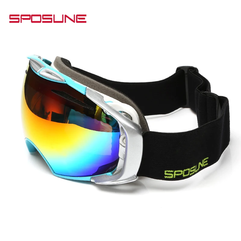 Синий Sposune SNOW-4300 детские лыжные очки для лыжников детские очки Сноубординг очки для катания на коньках UV400 противотуманные очки Лыжная маска - Цвет: Синий