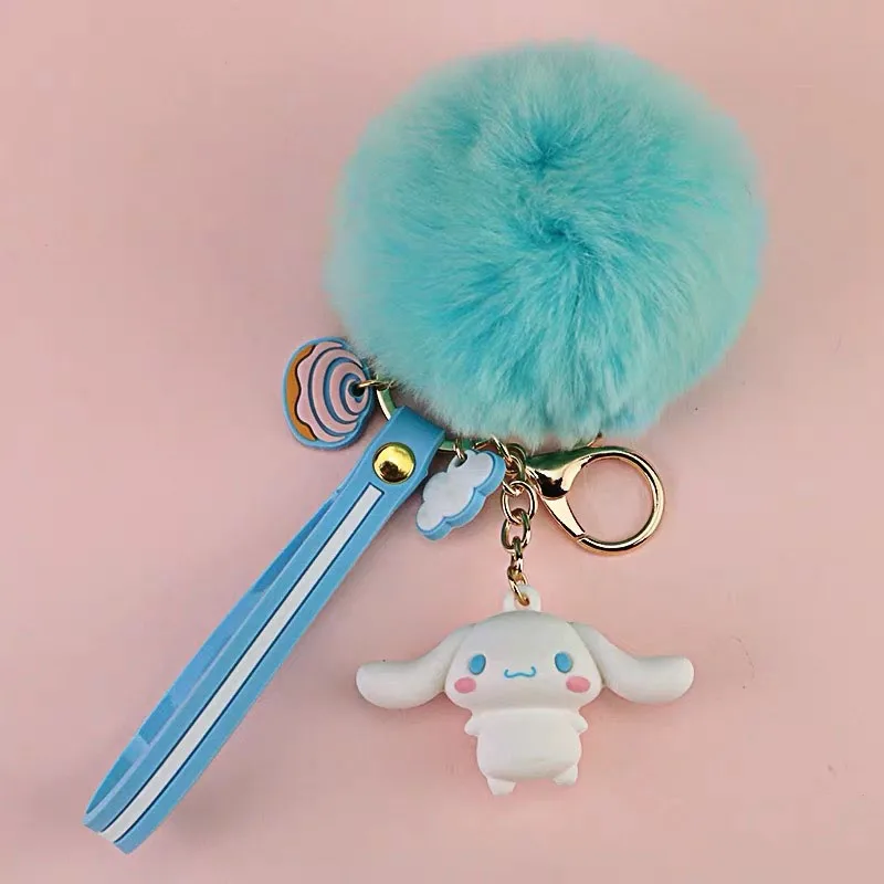 03 1 шт. креативный Sanrio серия My Melody пудинг Cinnamoroll Собака KT меховой шар брелок сумка Подвеска Брелок для девочек фигурка игрушка - Цвет: 03