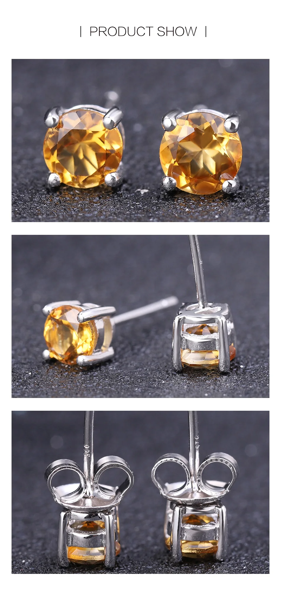 Gem's Ballet 5 мм 0.96Ct круглый натуральный цитрин драгоценный камень серьги гвоздики из натуральной 925 пробы серебряные модные ювелирные изделия для женщин