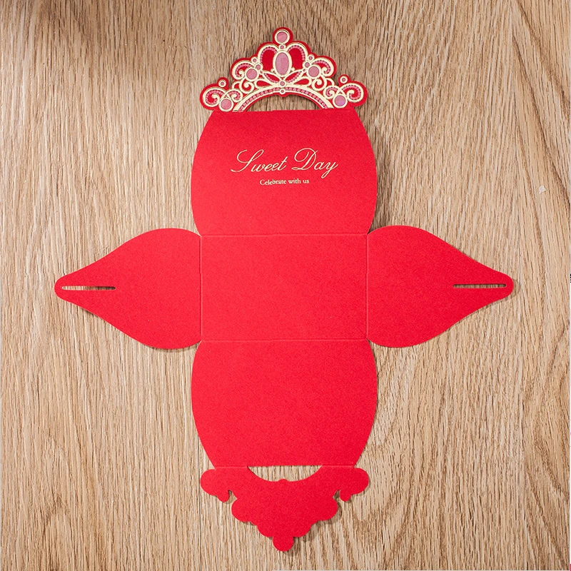 Красный 12 шт./лот золото Фольга Корона блестящие коробка конфет Свадебные