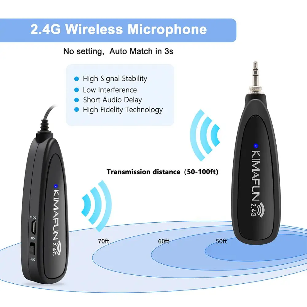 KIMAFUN 2 4 GHz Мини Профессиональный беспроводной Lavalier/отворотом микрофон система для