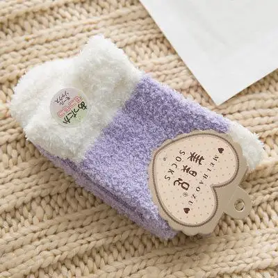 Kawaii/рождественские носки яркие бархатные носки-тапочки кораллового цвета модные хлопковые забавные теплые носки для зимы для женщин и девочек, милые носки, Meias - Цвет: 2
