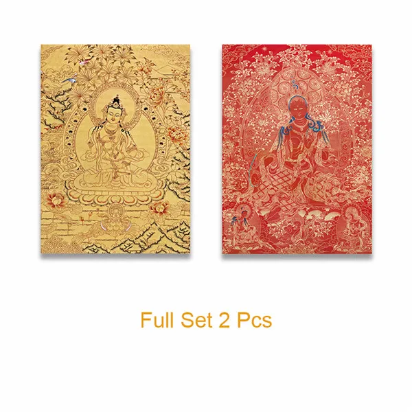 Full Set 2 Pcs Буддийский Будда танка холст печать живопись плакат искусство Индия китайский дзен украшения настенные картины для гостиной домашний декор - Цвет: Full Set 2 Pcs