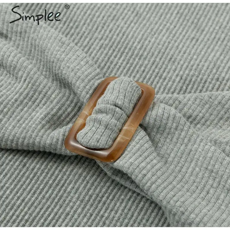Женское серое облегающее короткое платье Simplee, однотонные женские вечерние повседневные летние платья с поясами и круглым вырезом