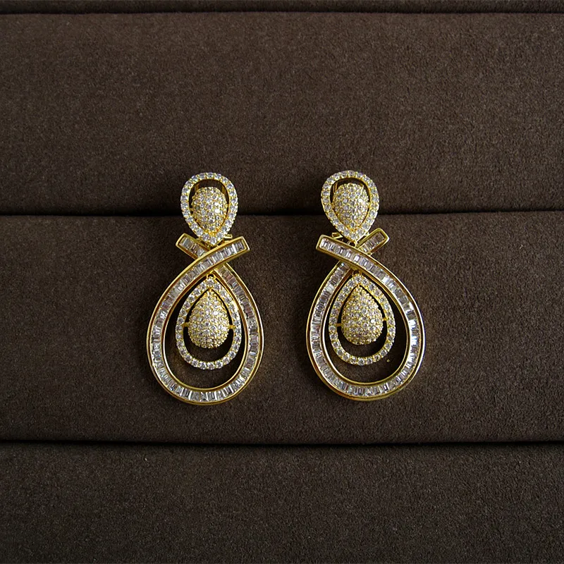 Женские серьги AAA кубический цирконий большие смелые тяжелые висячие