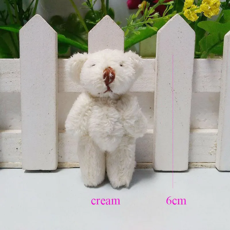 300PCS Mini Joint Bear Stuffed Plush Toys 6cm Teddy Bears Pendant Dolls Gifts Garment& Hair Accessories Wedding DIY CMR001
