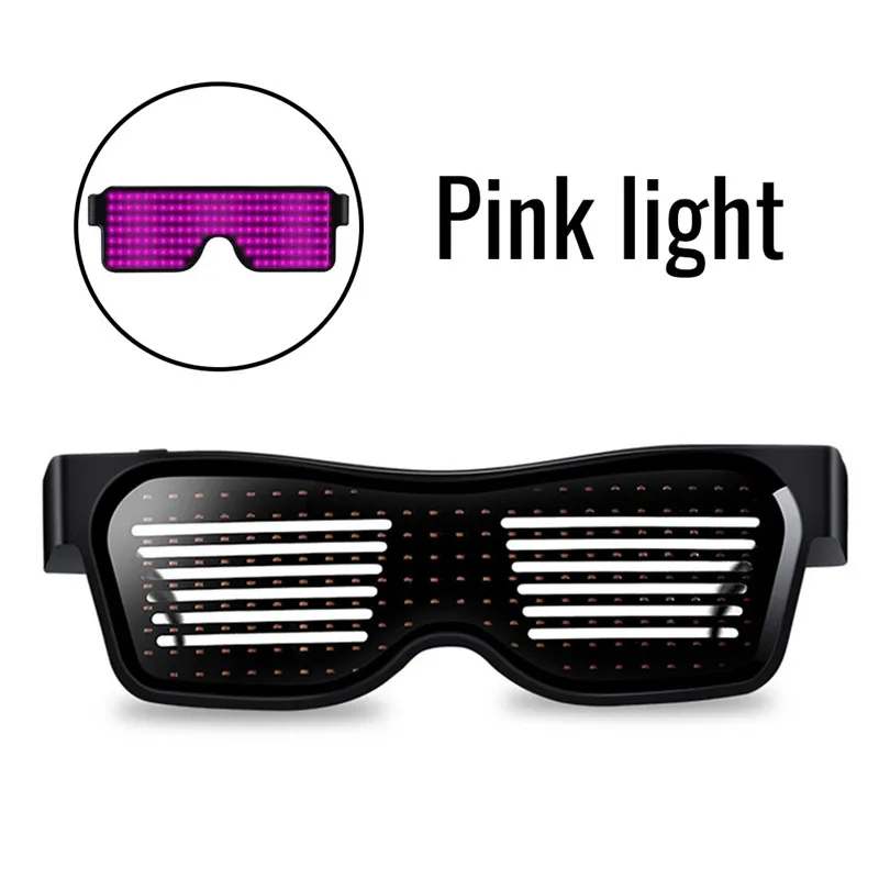 Pink Светодиодный Панель Bluetooth Бейсболка+ Bluetooth светодиодный солнцезащитных очков череп мобильный телефон app-соединением Беспроводной Динамичный рисунок мигающие очки - Color: Pink