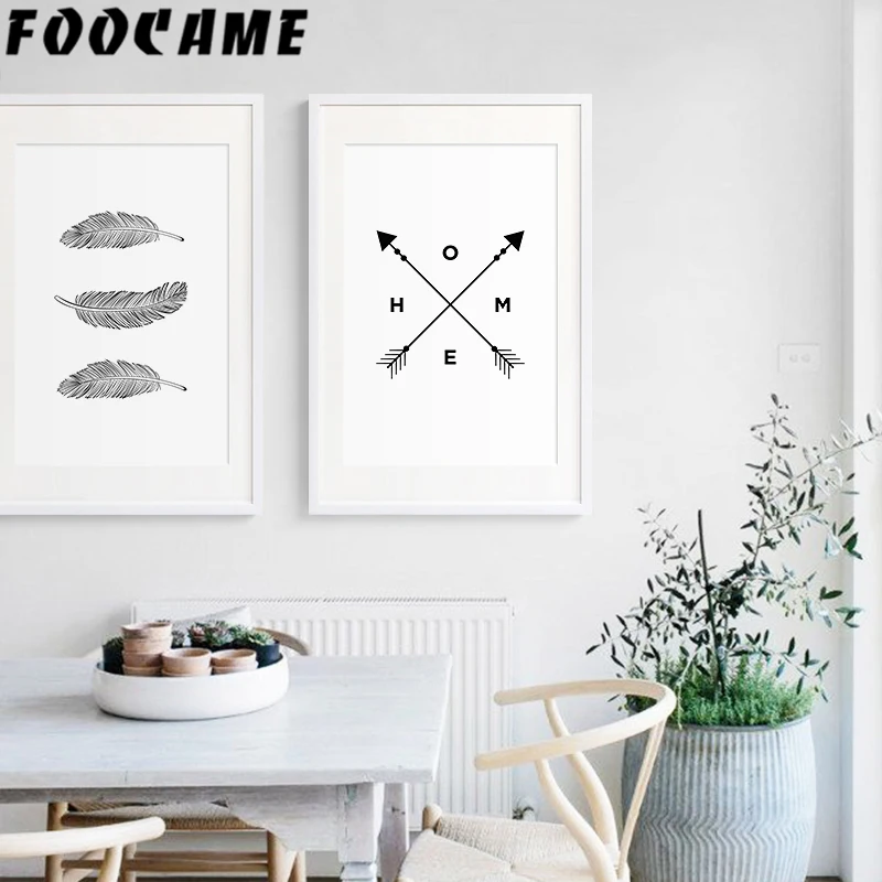 Настенный плакат с изображением перьев и надписей Love