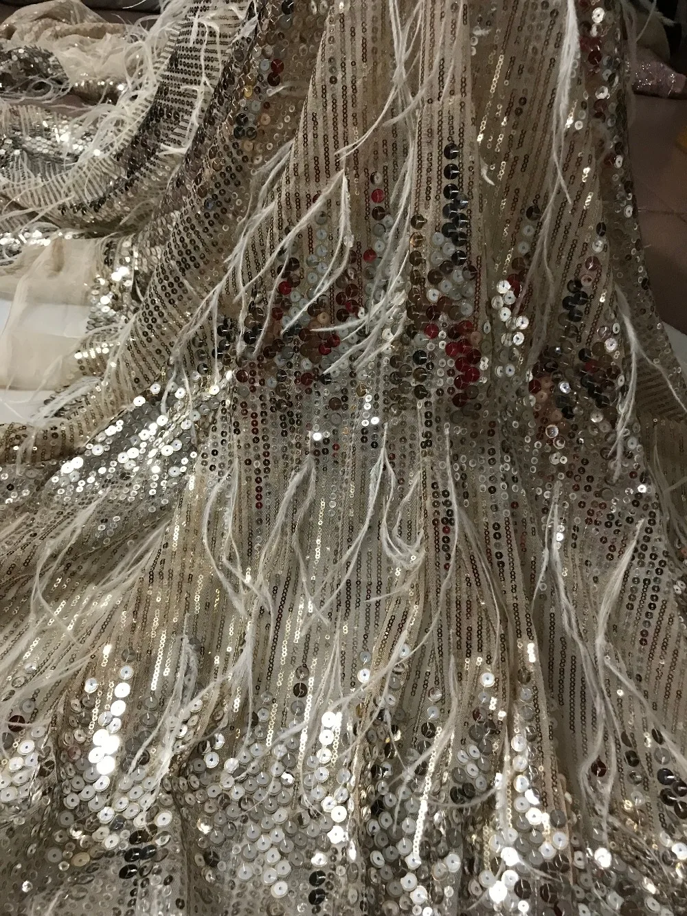 Nigerian french net Lace Anan-10774 Embroidered Cord Fabric with sequins for bridal dress | Дом и сад