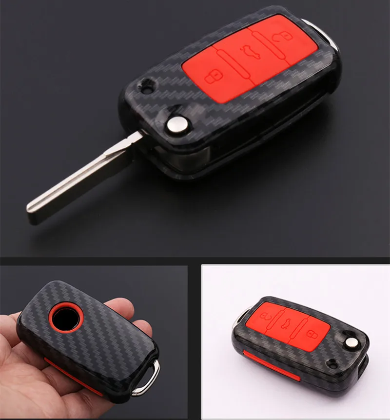 carbon fiber Key Cover Case Shell for VW VOLKSWAGEN SEAT SKODA Remote key ring | Автомобили и мотоциклы