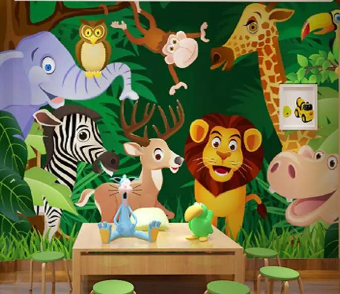 

[Self-Adhesive] 3D Cute Cartoon Animals Forest 44 Wall Paper mural Wall Print Decal Wall Murals