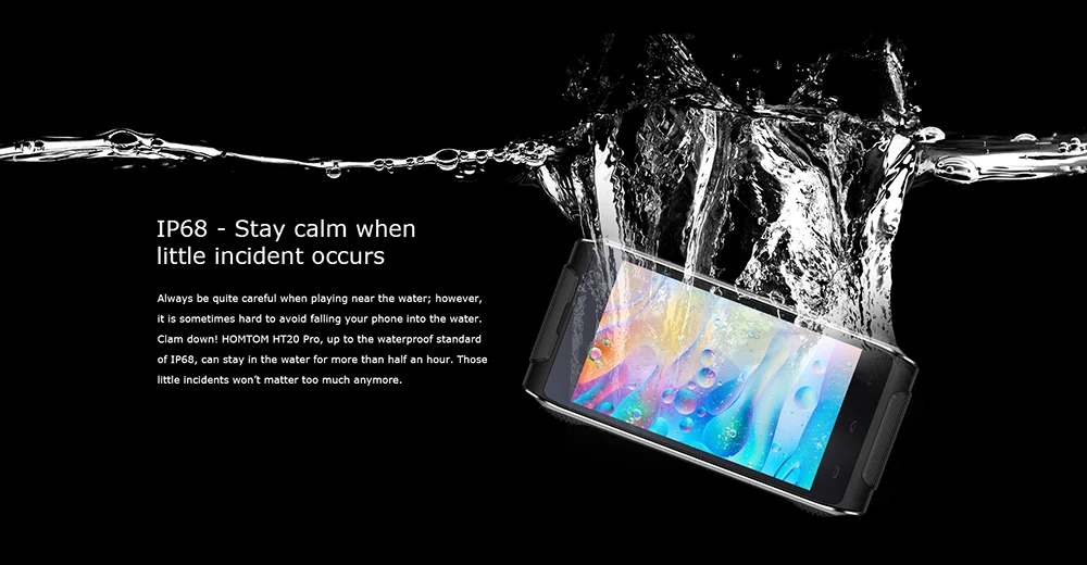 Homtom HT20 Pro 3GB 32GB IP68 Waterproof Rugged 4G SmartPhone MTK6753 Octa Core 4.7" HD Android 6.0 16MP OTG Fingerprint | Мобильные
