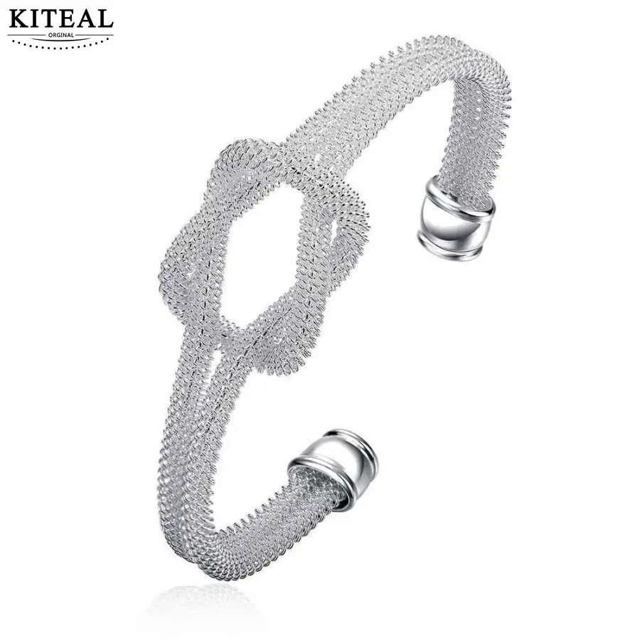 Kiteal Серебряный Модный сетчатый ювелирный браслет диаметр 7 см посеребренный