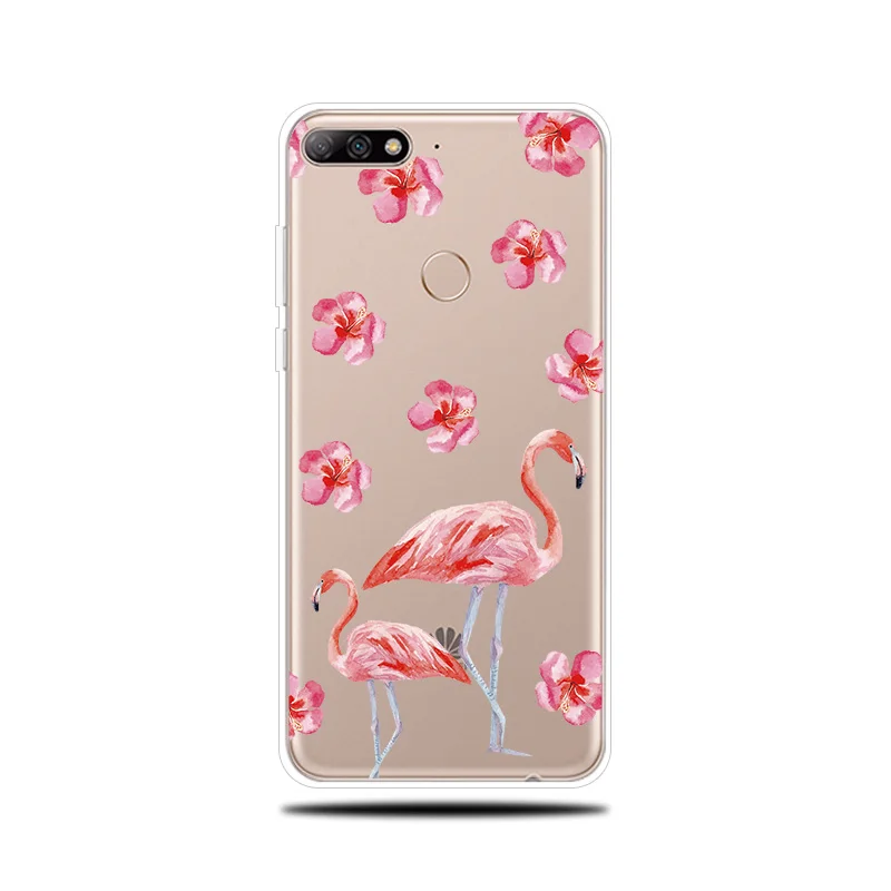 Фламинго с рисунком силиконовый чехол для телефона huawei Y5 Y6 ii Prime 2017 2018 крышка Y7