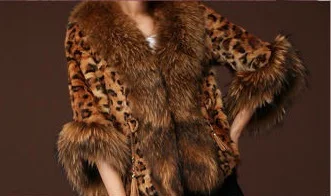 Новинка 2017 модное пикантное пальто с леопардовым принтом из лисьего меха и енота