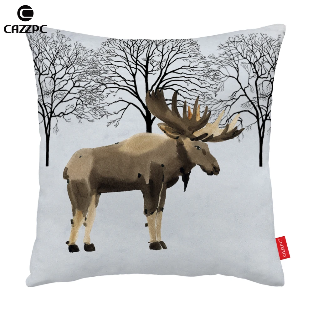 Зимний лес кролик Лось лиса волк печати чехол для декоративной подушки Чехлы