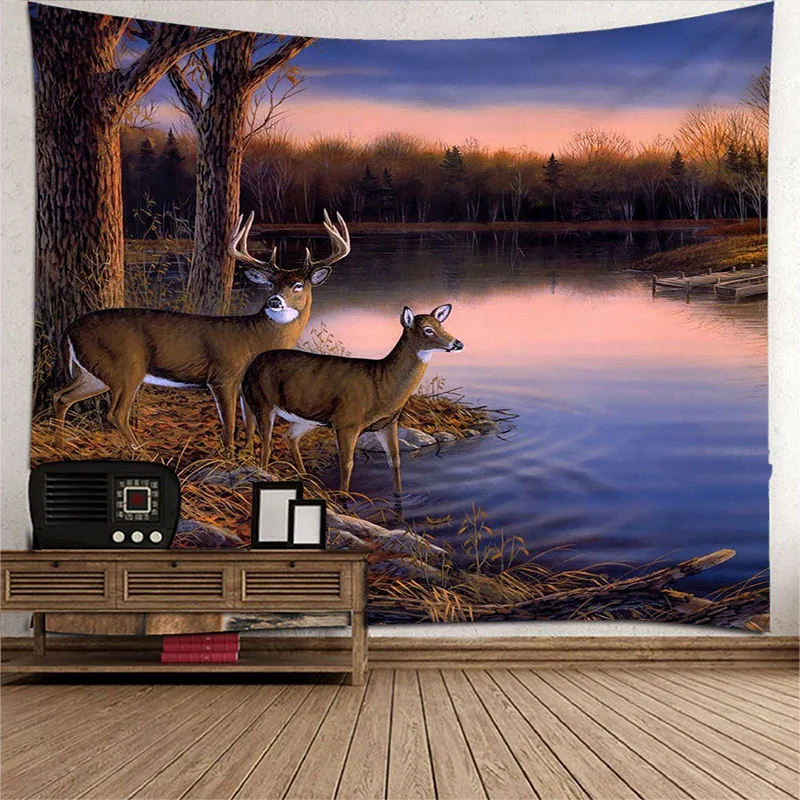 Настенный 3D гобелен с оленем декоративное покрывало принтом для спальни пляжное
