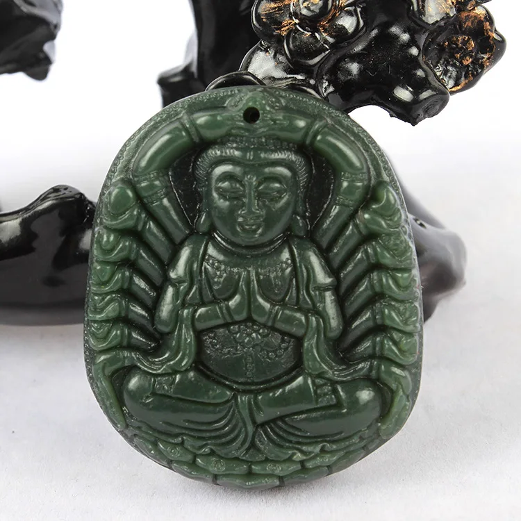 Прямая доставка тибетские украшения Хотан Каменные Резные тысяч Руки Гуаньинь