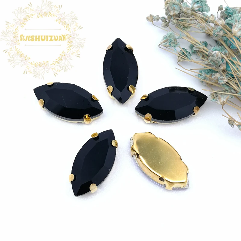 Новый продукт конский глаз черный из хрустального стекла для пошива Стразы с