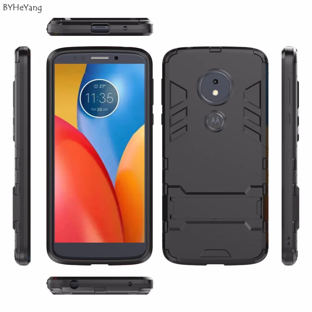 BYHeYang Cover For Motorola Moto E5 Case Slim Robot Armor Rubber Capa FOR Phone E 5 Plus Kickstand |