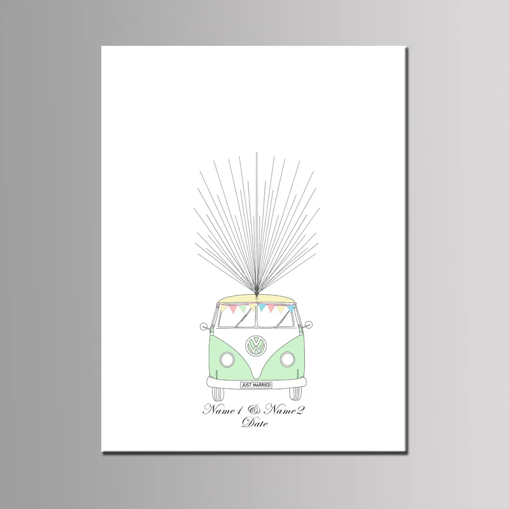 089 Горячая DIY свадебный автомобиль отпечаток пальцев Подпись гость книга вечерние украшения печатные свадебные велосипед дерево холст картины 40*60 см - Цвет: 089