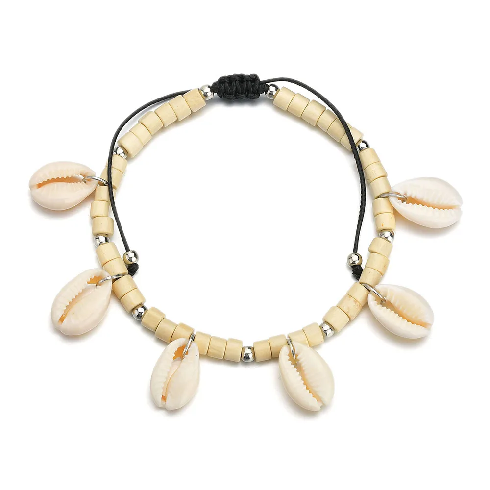Женский винтажный браслет Yobest Cowrie Puka деревянный на щиколотке с бусинами для йоги