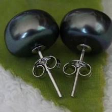 10 11 мм южного черный серьги гвоздики с жемчугом белая Милая